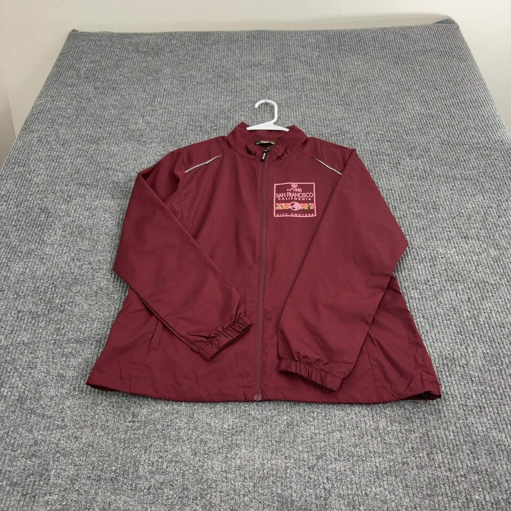 Core365 Jacket Women L Burgundy Polyester San Francisco City Couture Windbreaker